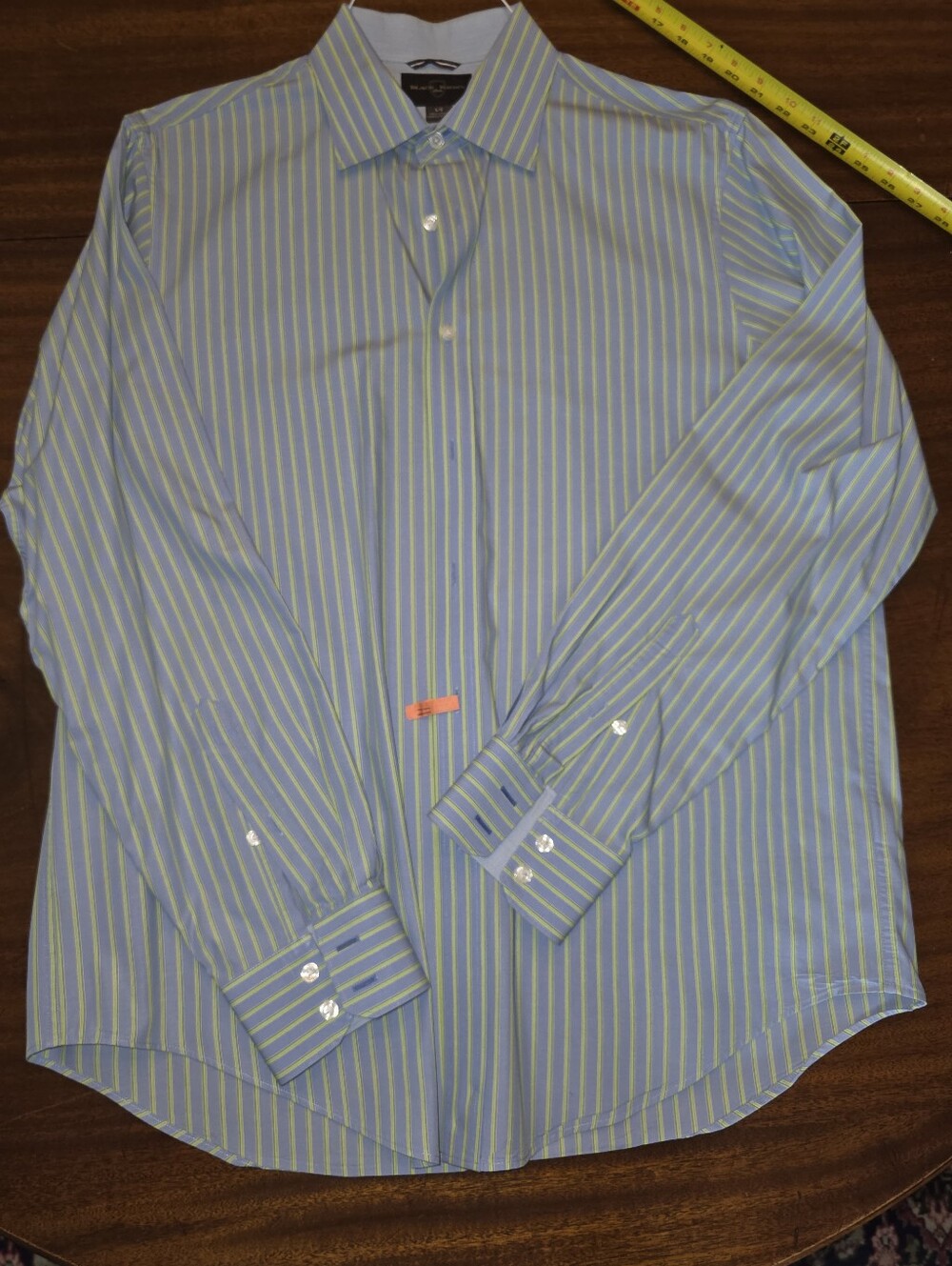 Black Brown 1826 Men’s Striped Long Sleeve Dress Shirt Large Blue Green CottonI
